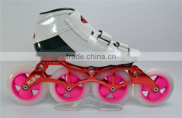 Customer design speed skating shoes Carbon skating boot OEM ODM logo white color G13 skating wheels