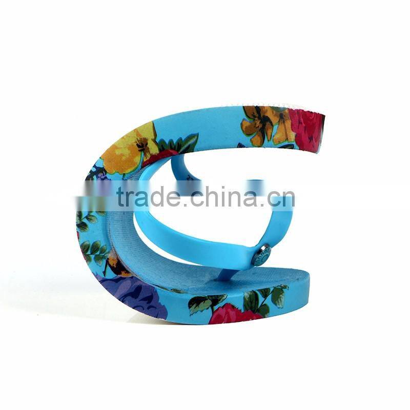 2016 sexy bulk wholesale custom printed ladies blue beach flip flops eva sandals for girls