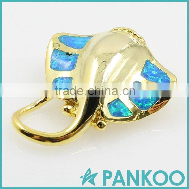 Factory directly elephant design blue drop Opal sterling silver necklace pendant for lady