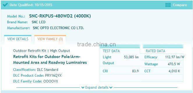 DLC/UL/cUL Listed 5 years warranty 480w led retrofit kit factory price
