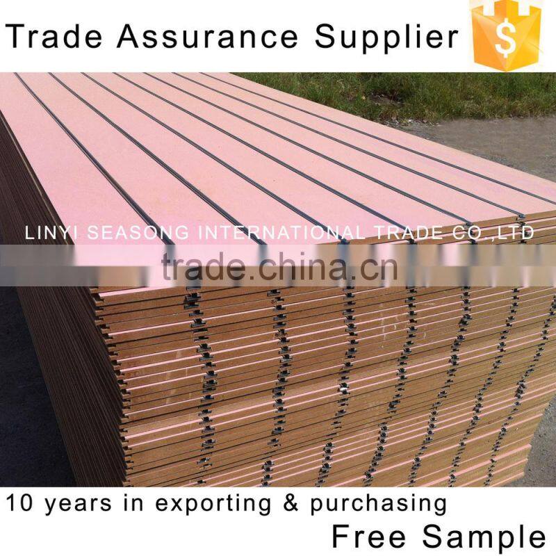 1220*2440*15mm blue melamine slot wall board with aluminium bar