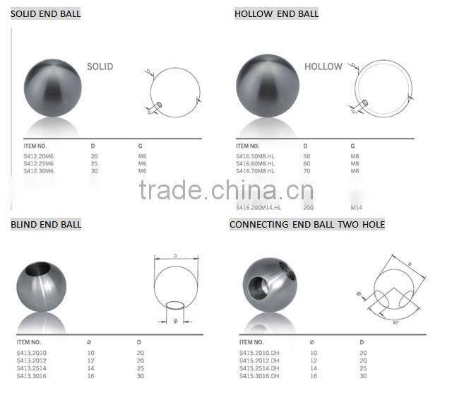 Stainless Steel Railing Handrail 90 degree Corner TWO WAY End Ball