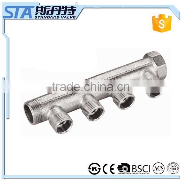 ART.5020 Brass forging floor heating manifold impoter in China and thread material and high pressure and CE cetificate for water
