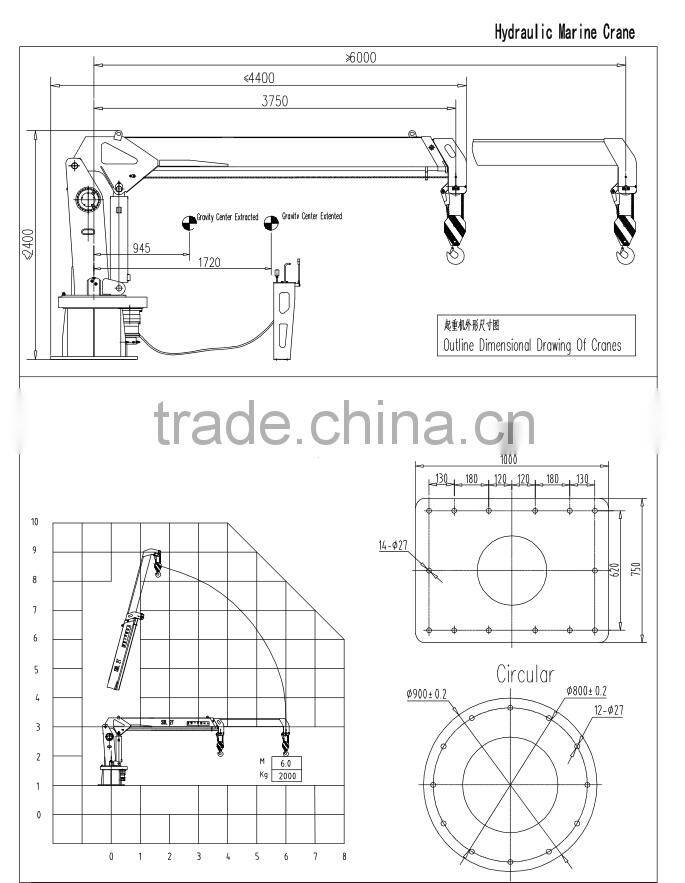 Light Load Marine Deck Crane With Hydraulic System