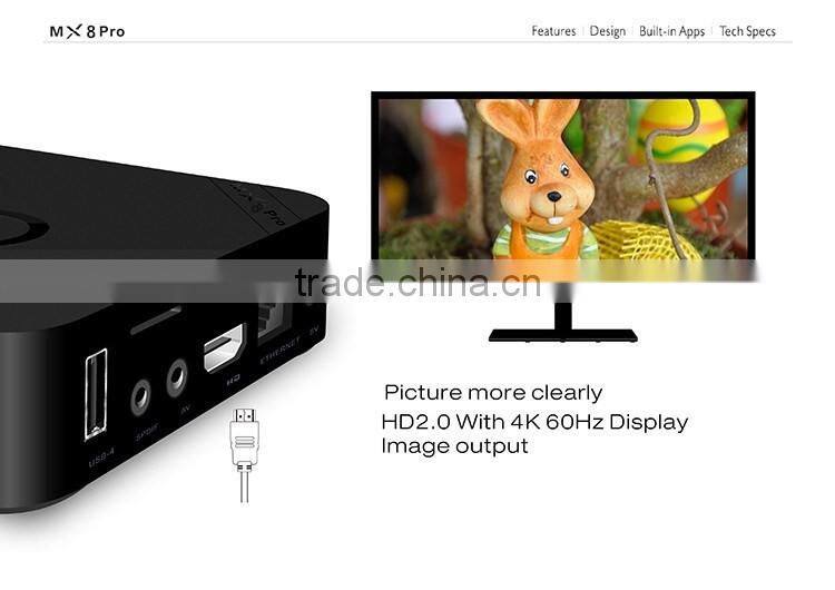 Quick Play Smart TV Box MX8 Pro Android 5.1 TV Box S905 Quad Core TV Box Accept Paypal mx8 pro 4K media player