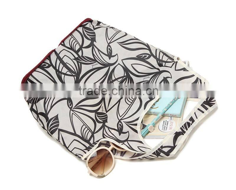 new fashion foldable tote bag printede nylon shopping bag