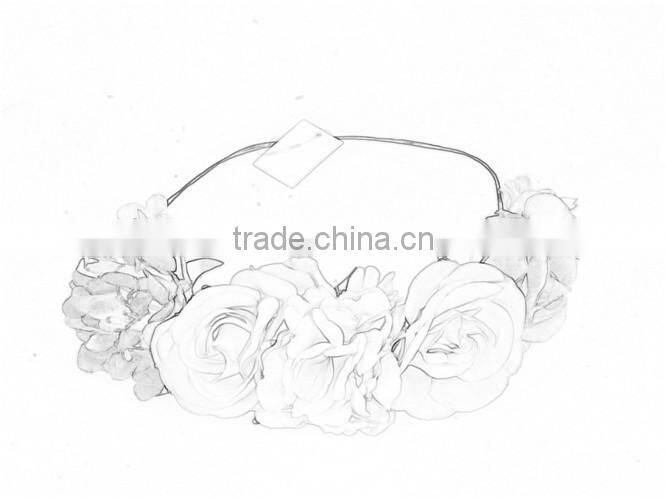 charming flowers elastic headbands,artificial flower crown hair jewelry accessories