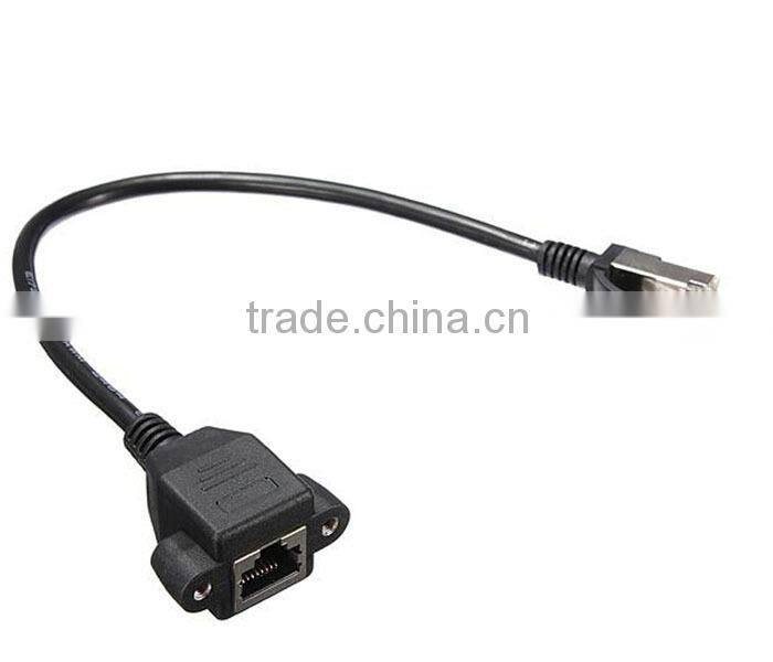 30cm RJ45 Male to Female Screw Panel Mount LAN Network Extension Cable