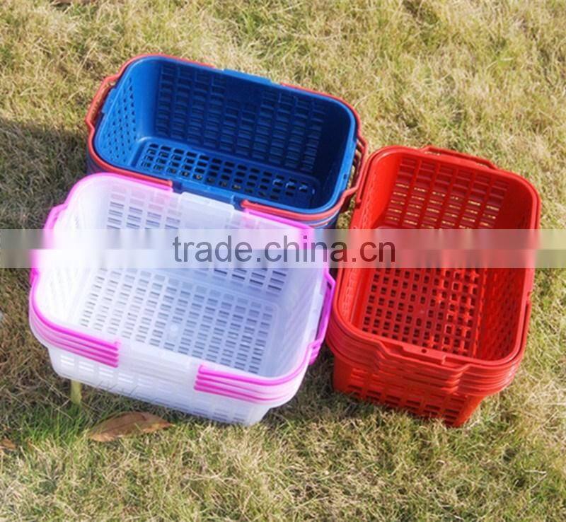 Taizhou New Injection With Handle With Lid Plastic Fruit Basket Mould