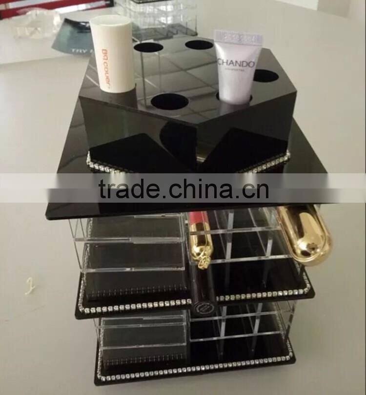 beautiful attractive design rotatable acrylic lipstick cosmetic display rack factory price