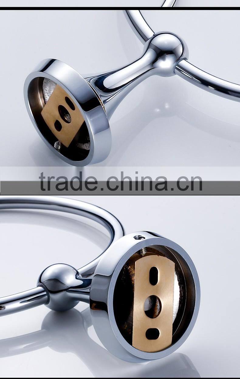 80360 bathroom accessory fashion hotel use circular towel Ring with gold Towel holder