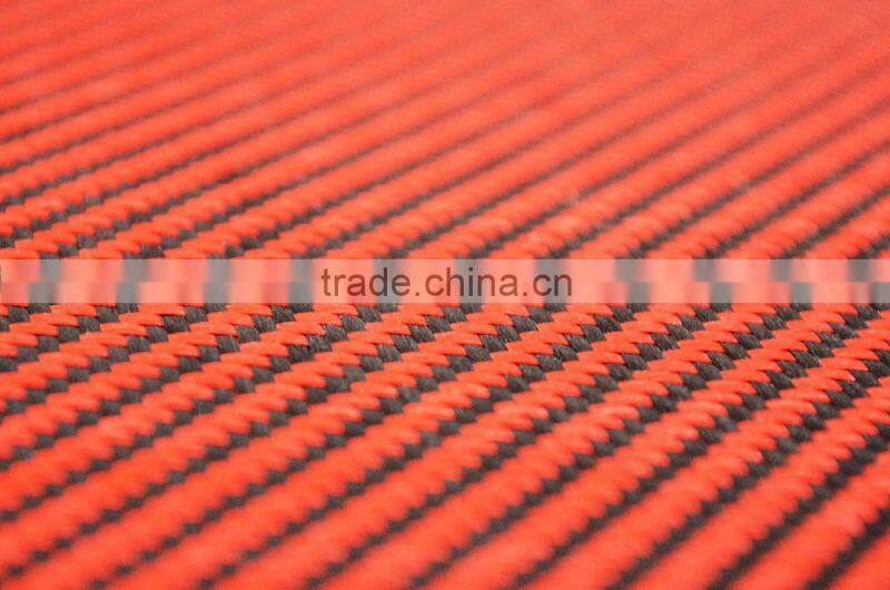 Red twill Carbon Fiber / Kevlar fabric cloth for Wallet 195gm2 carbon cloth and kevlar