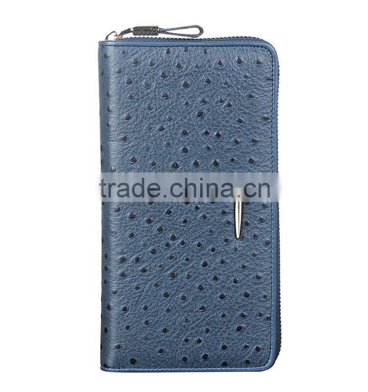 QIALINO RFID Blocking Wallet Luxury Ostrich Leather brand wallet handbag