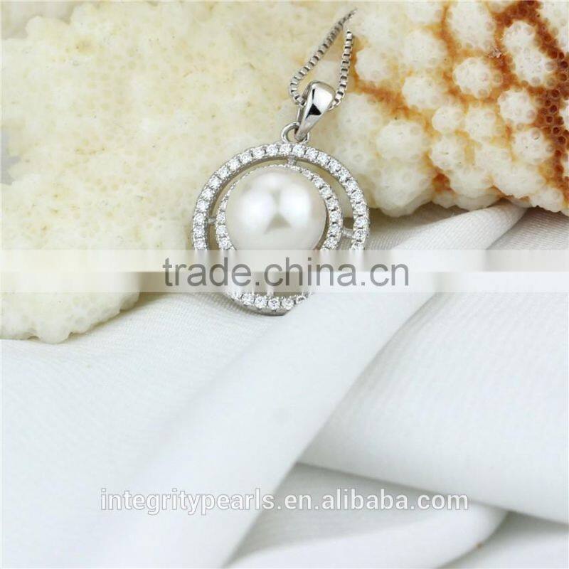 Fashion freshwater pearl pendant 9mm AAA button freshwater pure pearl pendant