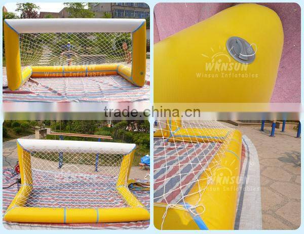 EN14960 durable 0.55mm PVC inflatable soccer goal post for Interest movement