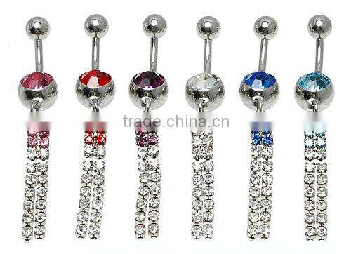 Crystal Flower Belly Button Ring body piercing jewelry