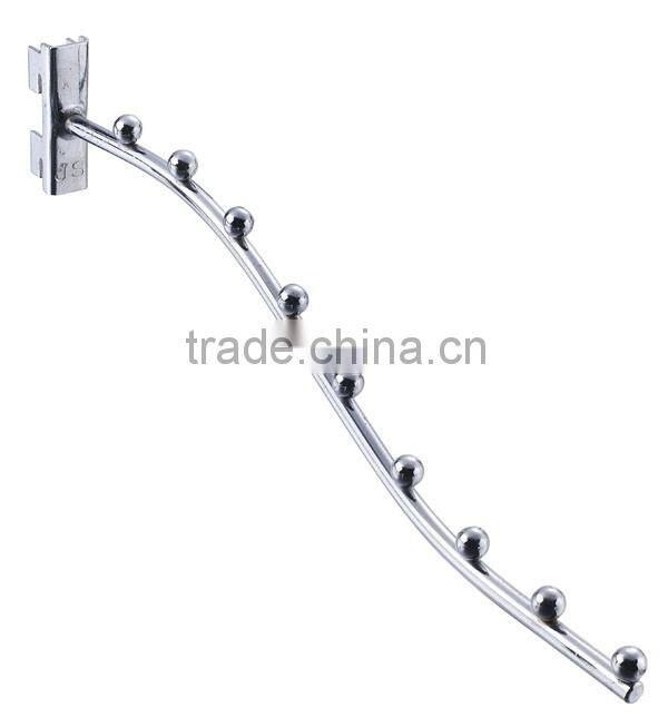 K75 Supermarket hanging chrome metal waterfall display hook for slotted channel