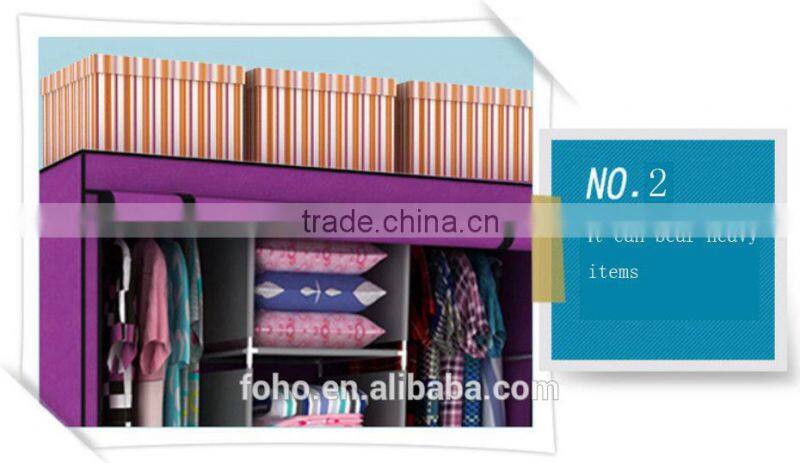 Folding wardrobe for bedroom designs diy cloth canvas wardrobe (FH-CS0505 )