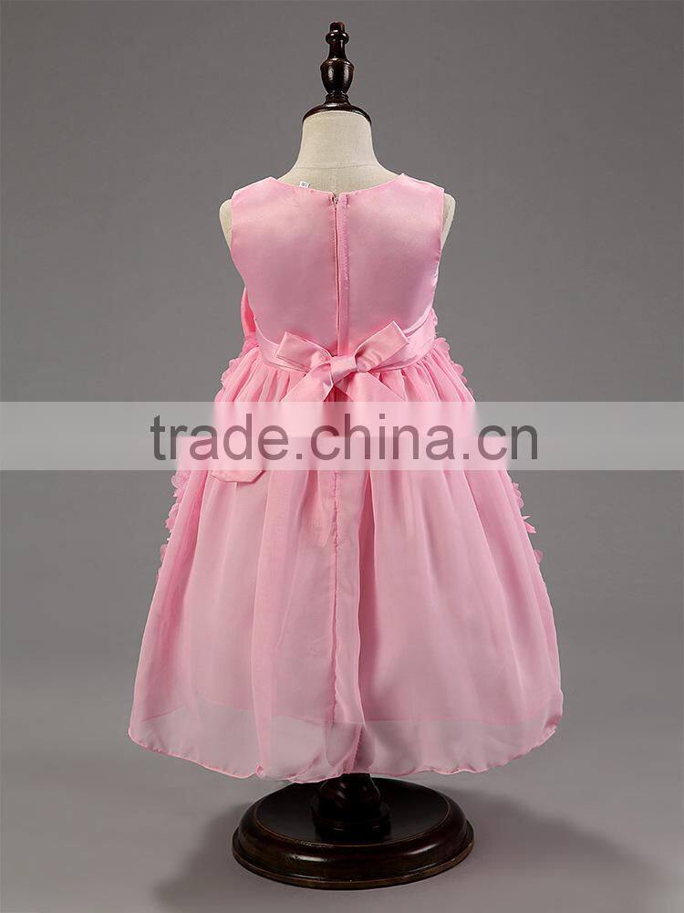 New Cute Fashion Baby Girl's Dress Kids Cotton Rose Flower Bowknot Sleeveless Princess Party Dress Wedding Flower Girl Dresses