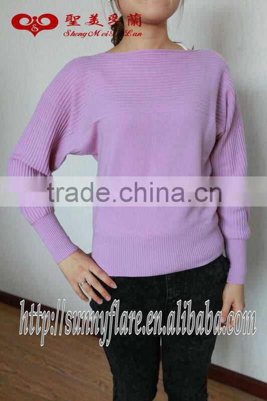 Ladies pure cashmere boat neck sweater