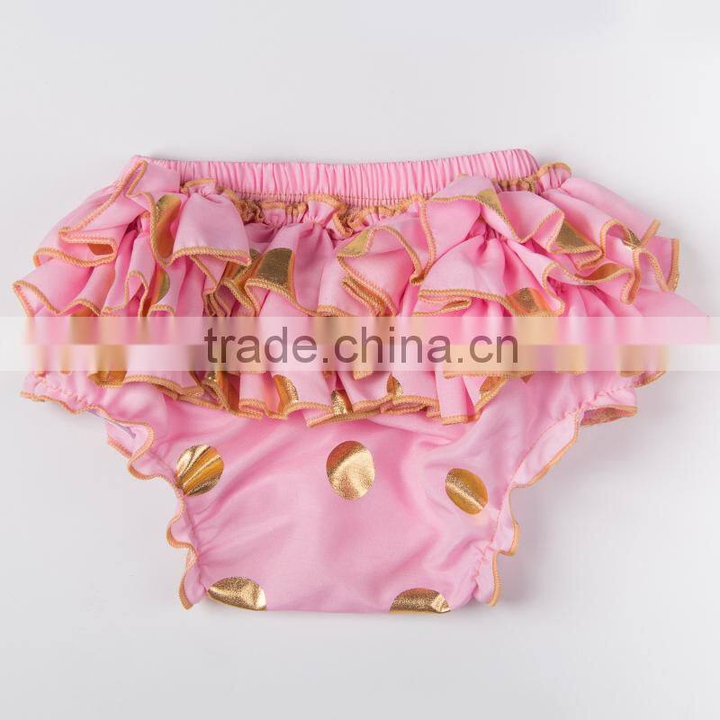 Baby new design ruffle pants baby panties bloomer wholesale price gold polka dot design