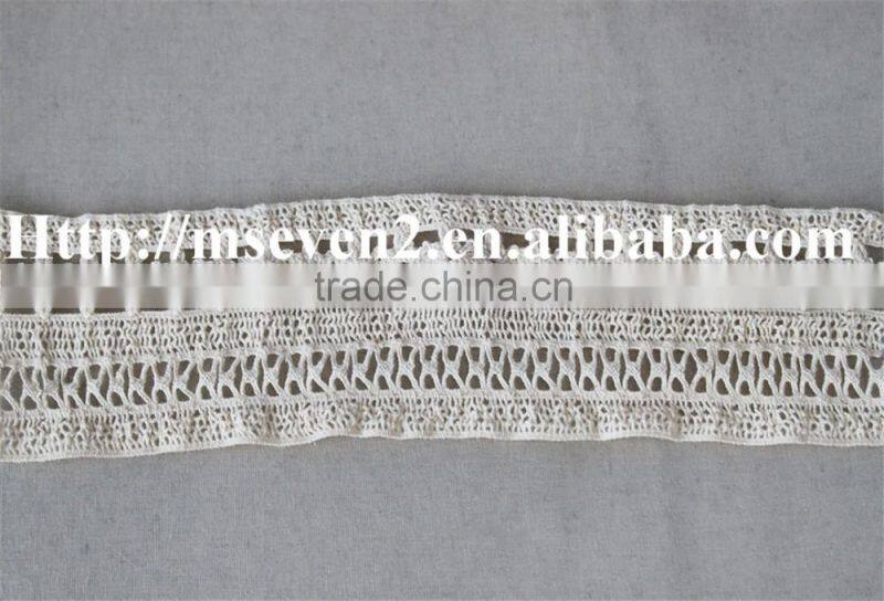high quality design lace in 7.2cm 100% cotton embroidery running yardage for sale