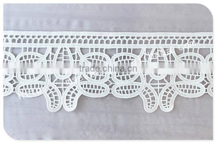 High quality 13.5cm width water soluble polyetser crochet trim in white