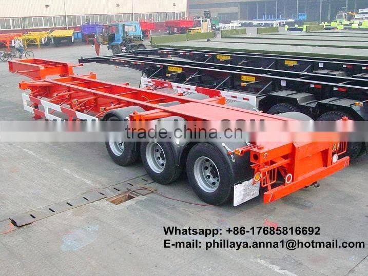 2017 40ft 3 Axle Retractable skeletal Container Semi trailers for Sale