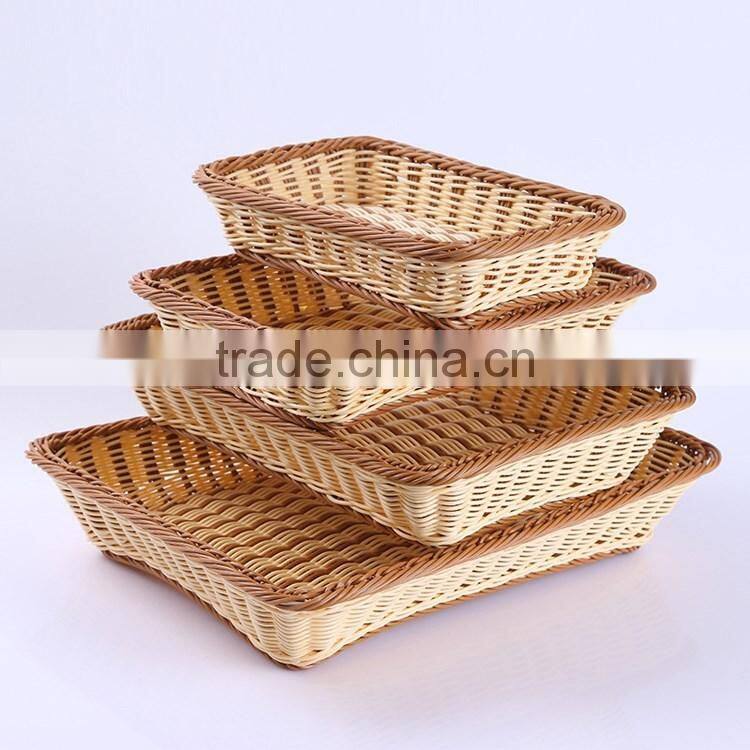 Cheap custom rectangular shape fruit vegetable display basket hand woven baskets