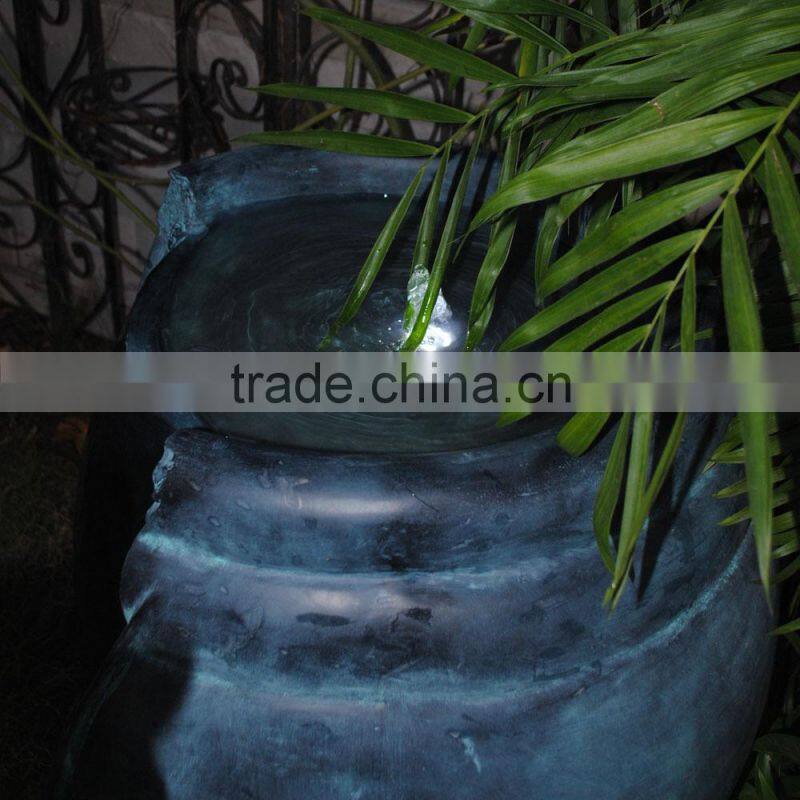 Decorative Resin Large Pot Electric LED Patio Garden Water Fountain