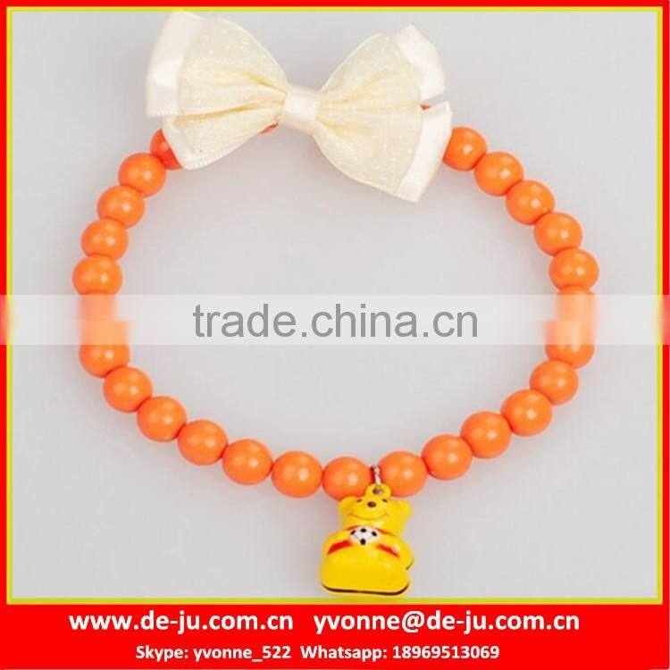 Orange Plastic Balls Beaded Dog Collar