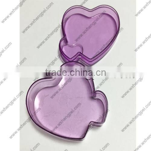 Cleverish portable cute purple heart-shaped plastic storage jewelry wedding box kit