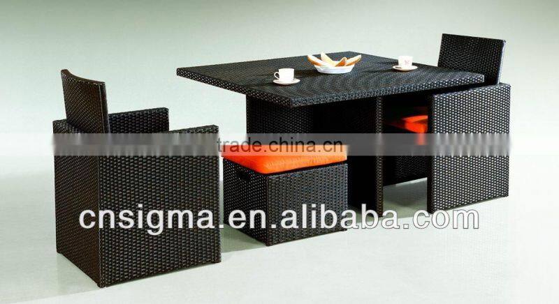 2017 Trade Assurance most popular Outdoor Alum Frame Rattan new style dining table set designs