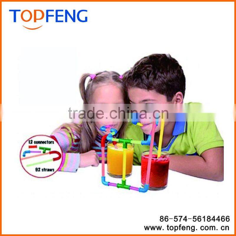 DIY Straws 30 Pieces Fun Straws Drinking with Plastic Straws & Connectors Flexible Funny Plastic DIY Straws