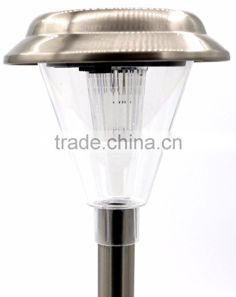 2-PC Stainless Steel Solar Pathway Garden Landscape Lawn LED Light