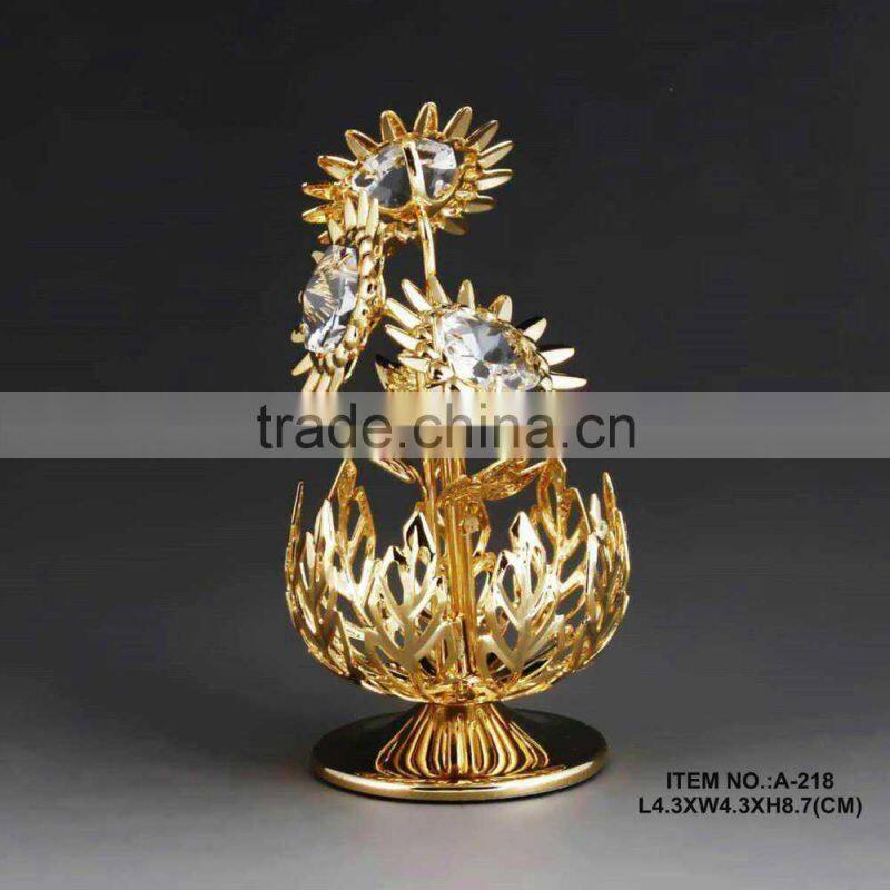24K Gold Plated Peony Flower with Crystals from SWAROVSKI
