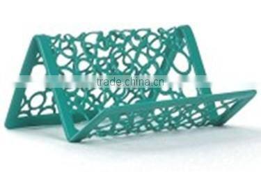 Green Hollow Dot Pattern Metal Punched Decorative Desk Name Card Holder