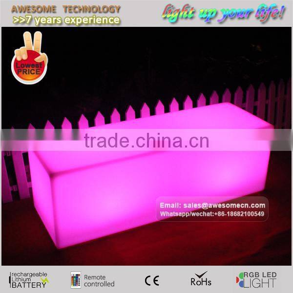 rectangular long led bench / garden light up square bench