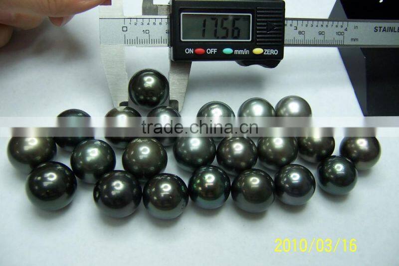 Grade AAA 17-18mm black round tahitian loose pearls