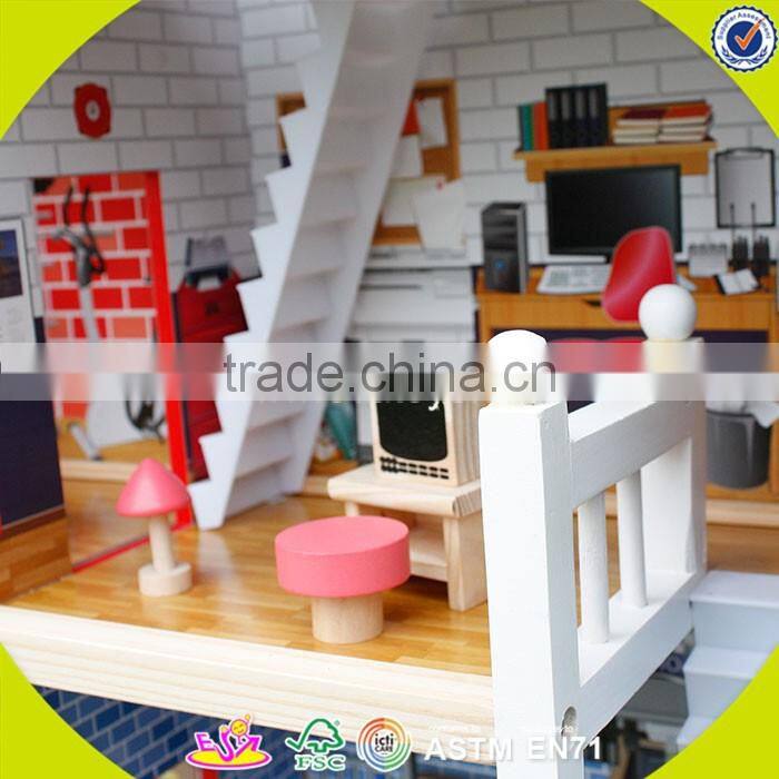 2017 new design pretend toy kids wooden model doll house W06A138