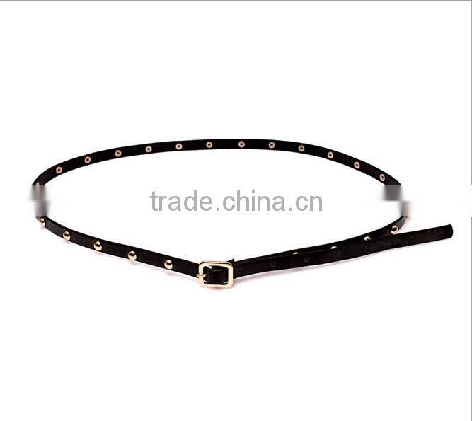 Wholesale rivet decorated square buckle sex women lady thin PU waist belt