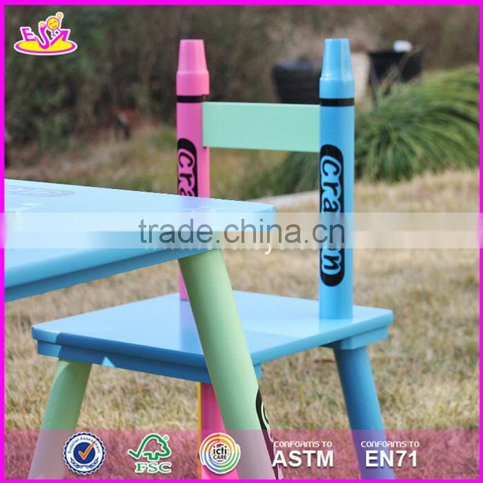 2017 New design kindergarten wooden table and chairs for toddlers W08G217