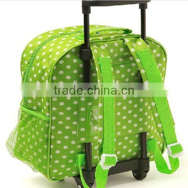 600D polyester kids school bag with wheels