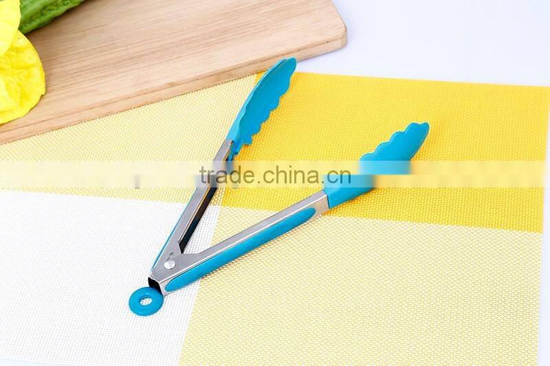 UJ23 Standard 9' ' stainless steel handle silicone kitchen food tong