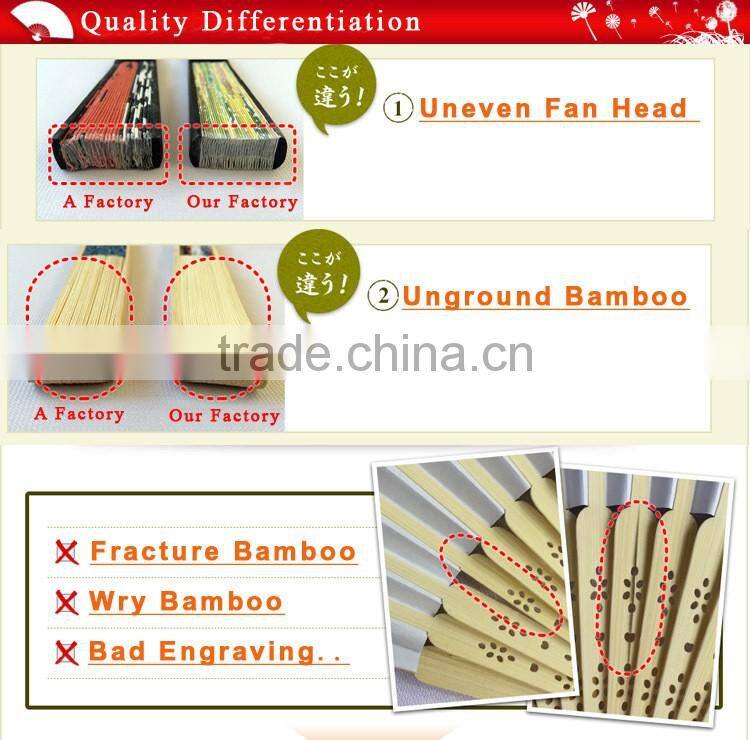 High quality and cheap bamboo fabric hand fans for wedding or festival gift