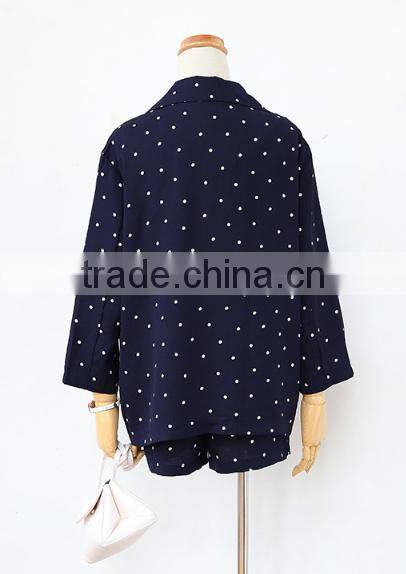 Fashion coat ,Female fashion long sleeve white spot suit