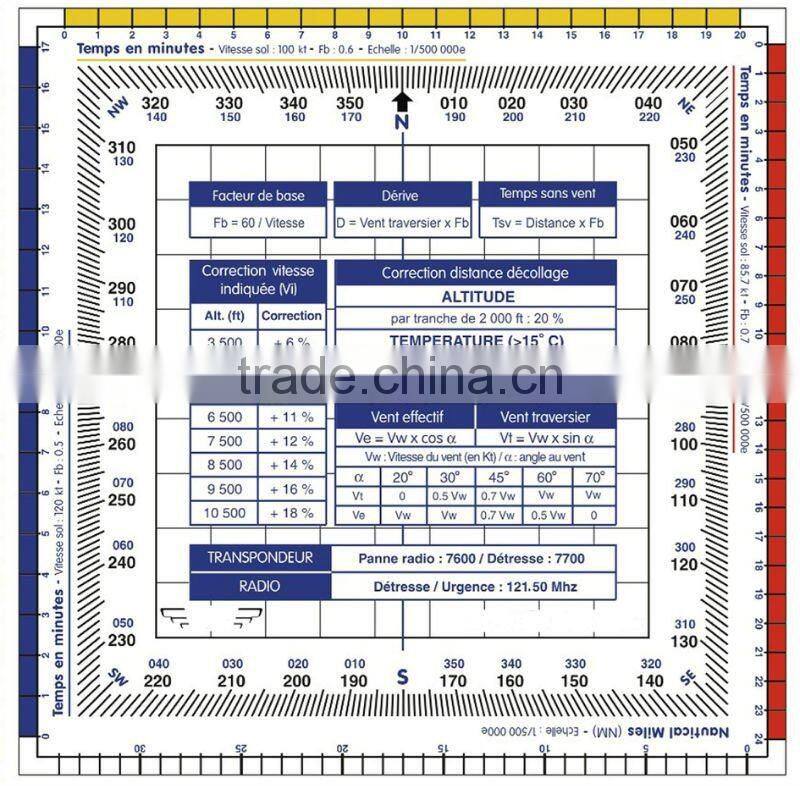 Kearing, flexible plastic square plotter, transparent square protractor with 1.0mm thickness, for nautical pilot training #KPP-5