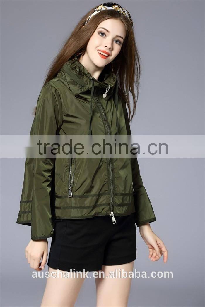 new style custom army green and navy nylon hoodie jacket cheap price