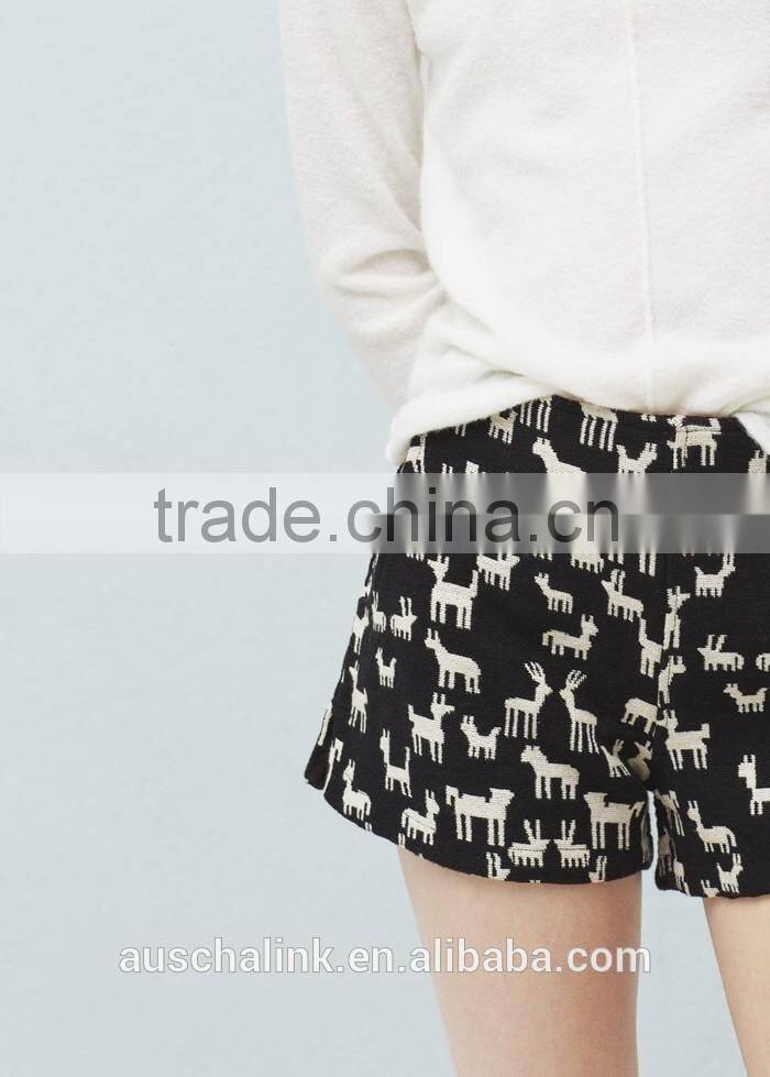 2016 Hot Sale Women Side Slit Cotton Jacquard Shorts Whoelsale