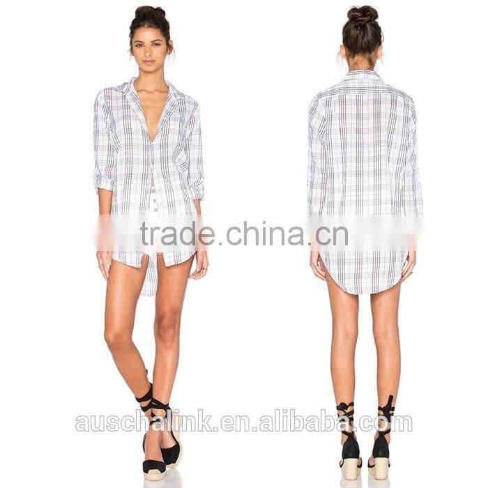 custom women western plaid oversized shirts wholesale OEM service